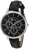 Geneva Women's GV/1013BKBK Silver-Tone and Black Strap Watch