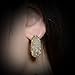 Mytys Vintage Turquoise Silver Earrings Big Oval Stone 2 Tone Cable Stud Earrings For Women (Gold)