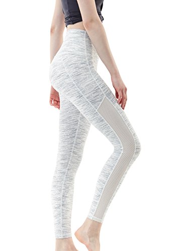Tesla TM-FYP56-SDW_Large Yoga Mesh Long Pants High Tummy Control Waist w Hidden Pocket FYP56