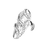 Punk Rhinestone Wave Pattern Nail Ring Finger Tip Nail Art Wedding Silver