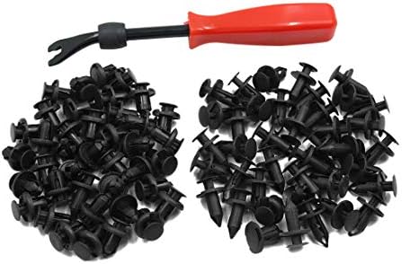 uxcell 80pcs Plastic Rivets Bumper Fender Clips Trim Panel Fasteners Automotive Expansion Screws Kit 9mm 10mm W Remover Removal Tool