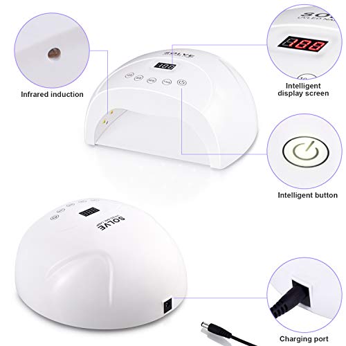 image for SOLVE 48W Nail Lamp, Portable LED UV Nail Light Nail Dryer with 4 Time