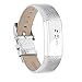 POY Replacement Bands Compatible for Fitbit Alta and Fitbit Alta HR, Genuine Leather Wristbands, Silver