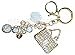 AM Landen Bling Gold Handbag White Rhinestone with Pearls Key Chain Key Rings Handbag Purse Charm Best Women's Keychain
