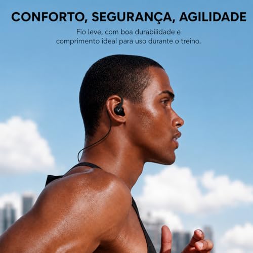 Fone de Ouvido Esportivo com Fio USB Tipo C. Intra-Auricular com Gancho, Microfone Integrado e Controle de Volume – Ideal para Corrida, Academia e Caminhadas (Preto, USB-C)
