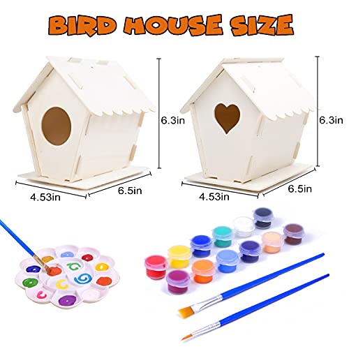 Coloch 6 Pack DIY Birdhouse Kits - Complete Wood Craft Sets With Paints & Brushes For Kids & Adults