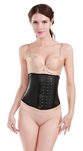 Ann Darling Latex Corset Waist Trainer for Women Fajas Colombianas Tummy Control Body Shaper Black-latex XL