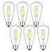 OMAYKEY 4W 4000K Dimmable LED Edison Bulb Daylight White, 40W Equivalent 400 Lumens, E26 Medium Base Vintage Edison Style ST64 Clear Glass LED Filament Light Bulbs, Pack of 6