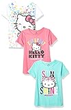 Hello Kitty Toddler Girls' 3 Pack T-Shirt, White/Pink/Mint, 4T