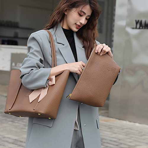 Marengo Leather Shoulder Tote Bag for Women Large Handbag Work Purse Brown