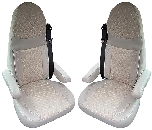 BREMER SITZBEZUEGE Motorhome Seat Covers for Aguti GIS Liner and Milan Seats, Set of 2 Protective Covers Including Armrest Covers in Beige, GT405