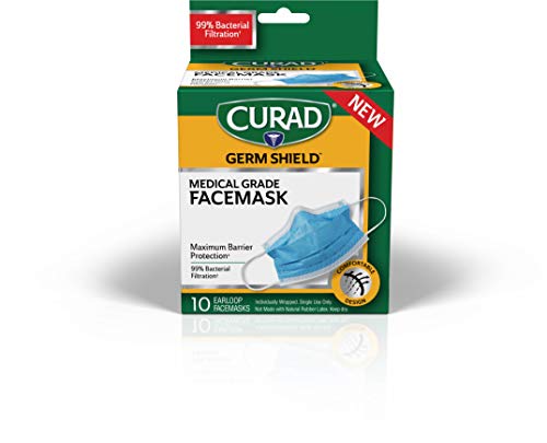 CURAD Germ Shield Maximum Barrier Face Mask with Earloops (10 Count)