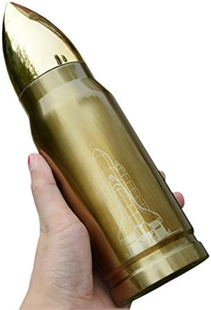 500ML Large Size LANSIN ArmyStyle Fashion Bullet Thermos Garrafa Termica Bottle Camping Hiking Cup (Gold)