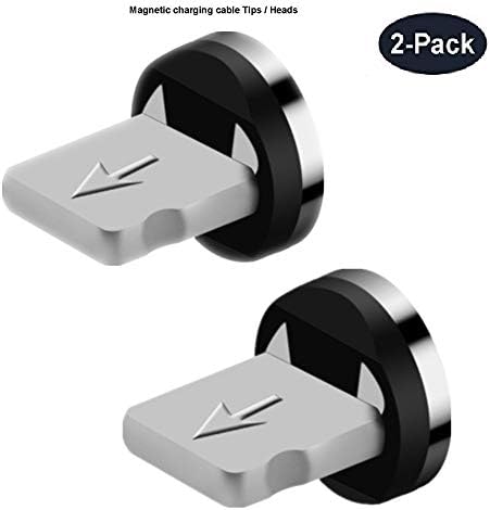 Shoppecruise Magnetic Phone Cable Connector Tips Head for iPhone Devices 360 ° Round Magnetic Strong Max 2.4A Fast Charging. (iPhone Port connectors only, NO Cable) Pack of 2