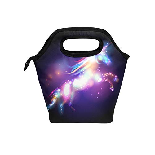 Naanle Galaxy Unicorn Insulated Zipper Lunch Bag Cooler Tote Bag for Adult Teen Men Women, Animal Unicorn Lunch Boxes Lunchboxes Meal Prep Handbag