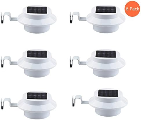 YINGHAO 3 LED Solar Powered Bright Security Gutter Light Rechargeable Outdoor Garden Fence Wall Roof Garage Shed Door Water Resistant Lamp-White (6)