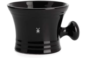 MÜHLE Black Porcelain Platinum Rim Shaving Mug – Shave Dish Accessory for Soaps and Creams, Modern Black Design
