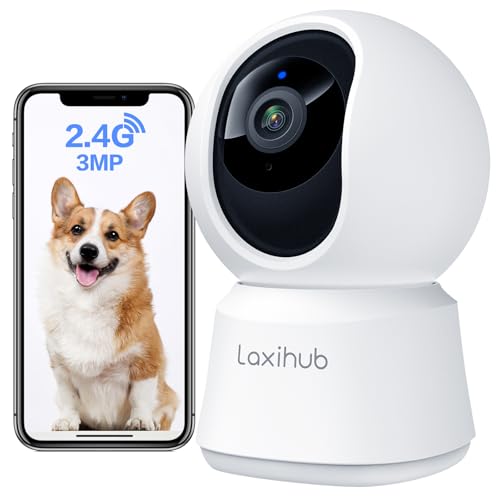 2K/3MP Camara Vigilancia WiFi Interior, 2.4GHz Camaras Vigilancia Domicilio WiFi, PTZ 355° Cámara para Perros y Mascotas en Casa con Voz, Visión Nocturna, Audio Bidireccional, con Alexa & App