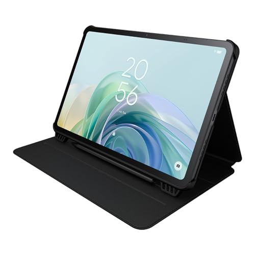TCL Tablet Case for Tab 11 Gen 2 – Slim PU Leather Flip Cover with 3 Adjustable Angles, Magnetic Stylus Holder & Auto Sleep/Wake Function – Black