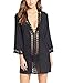 MiYang Women's Floral Lace Beach Bikini Swimwear Cover-up, Black, Small(US Size 4-8)