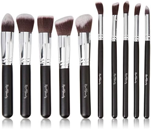 Best Foundation, Concealer, Contouring Stippling Precision, Cheek Blush Contour and Bronzer Kabuki by New8Beauty (Kabuki Brush Set (10 pcs))