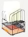 DecoBros Mesh Desk Organizer with Double Tray, 5 Upright Sections and Sliding Drawer, Black