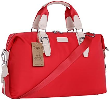 Ulgoo Travel Duffel Tote Bag Waterproof Weekend Overnight Gym Totes in Trolley Handle (Red)