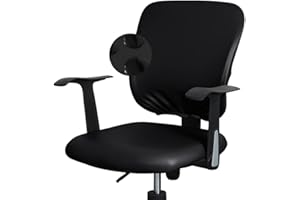 Shukii Waterproof Office Chair Cover Desk PU Leather Chair Seat Covers Stretchable Rotating Computer arm Chair Slipcovers Protector Cover