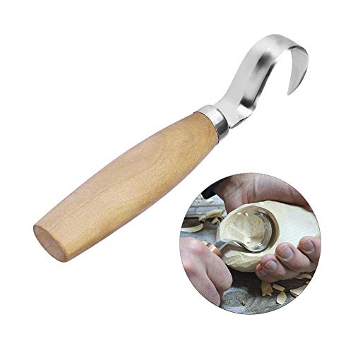 Co-link 2PCS Wood Carving Knives Set Hook Knife Spoon Carving Tool for Beginners Woodworking, Stainless Steel Blade