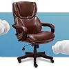 Serta Big and Tall Executive Office Chair with Wood Accents Adjustable High Back Ergonomic Lumbar Support, Bonded…