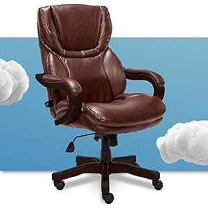 Serta Big and Tall Executive Office Chair with Wood Accents Adjustable High Back Ergonomic Lumbar Support, Bonded…