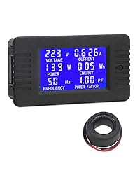 Medidor digital de CA, DROK voltaje de corriente, amperaje de potencia, factor de frecuencia energética, multímetro AC 80 ~ 260 V, 100 A, pantalla LCD digital, voltímetro, amperímetro, 220 V, 110 V, sensor de monitor con transformador de corriente CT