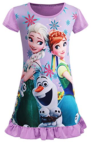 WNQY Little Girls Princess Anna Pajamas Toddler Elsa Nightgown Dress