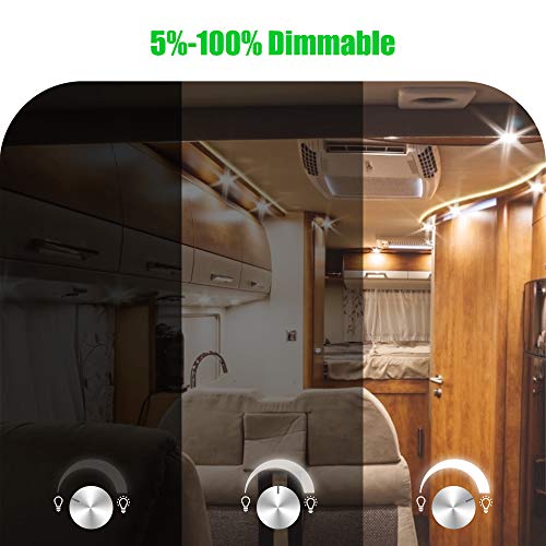 Greenclick 12v Dimmer Switch, DC Dimmer Switch 12 volt Dimmer Switch for LED Lights, RV, Auto, Truck, Marine, and Strip Lighting - LONG SHAFT -Silver