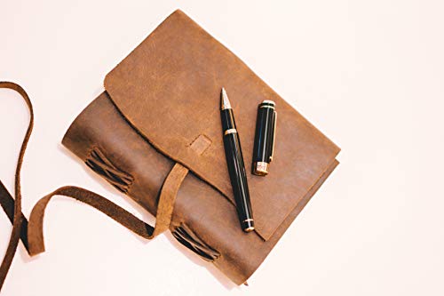 Scriveiner Premium Handmade Leather Journal – 8x6 Inch Unlined Leather Bound Daily Writing Notebooks & Journals to Write in for Men & Women, Cotton Paper Antique Travel Diary