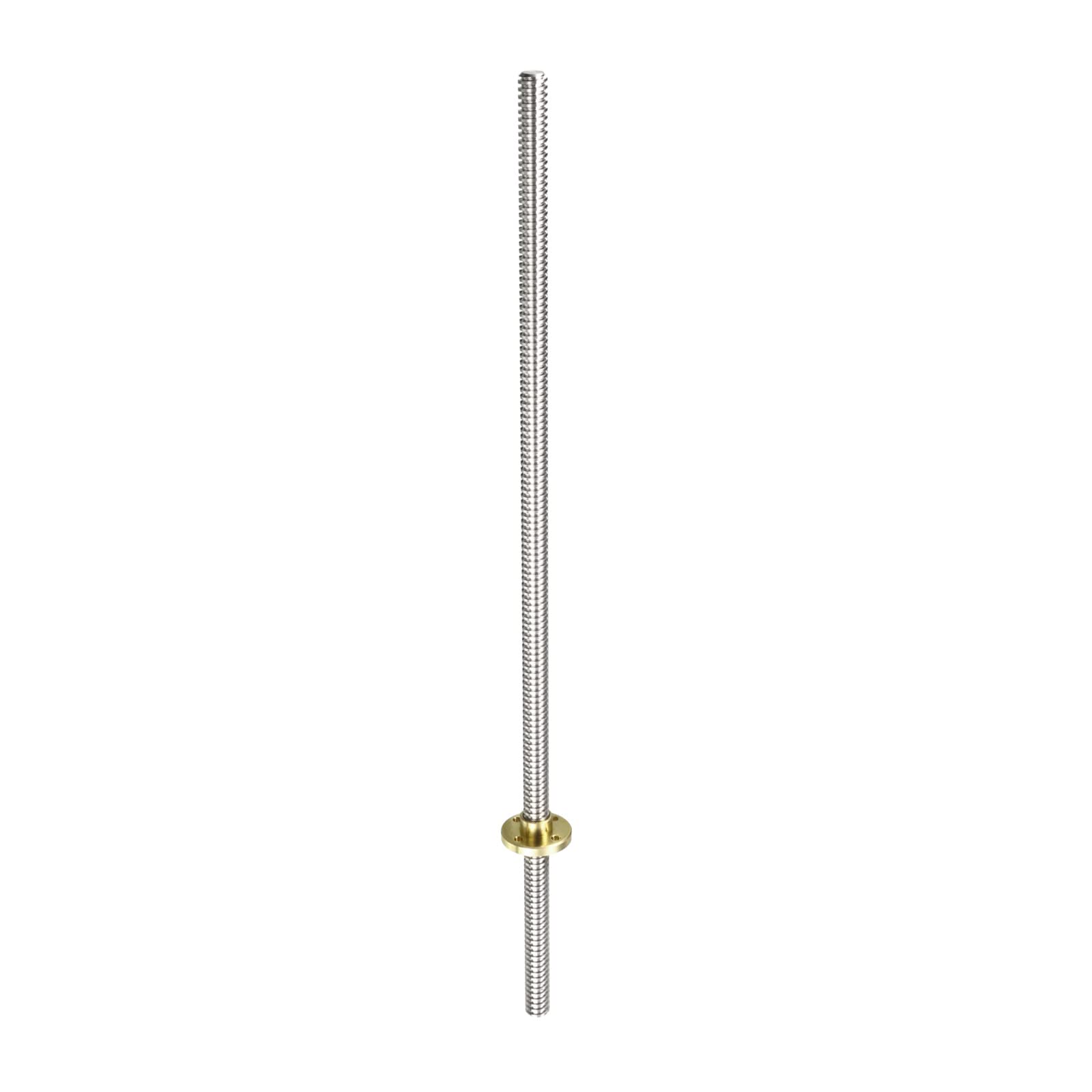 Rebower Fully Threaded Rod 304 Stainless Steel Rod Bar Studs(with Copper Nut), [for Hangers and Clamps and U-Bolts] - 300mm T8 Pitch 2mm Lead/Silver — image 1