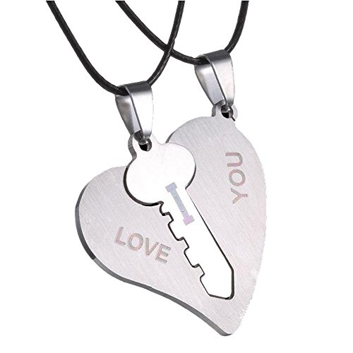 Silver alloy lovers pendant couple relationship necklac…