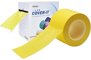Pac-Dent Cover-It Barrier Film, Adhesive Tape Sheets to Protect Hard Surfaces, 1200 Sheets, 4 Inches x 6 Inches, Yellow