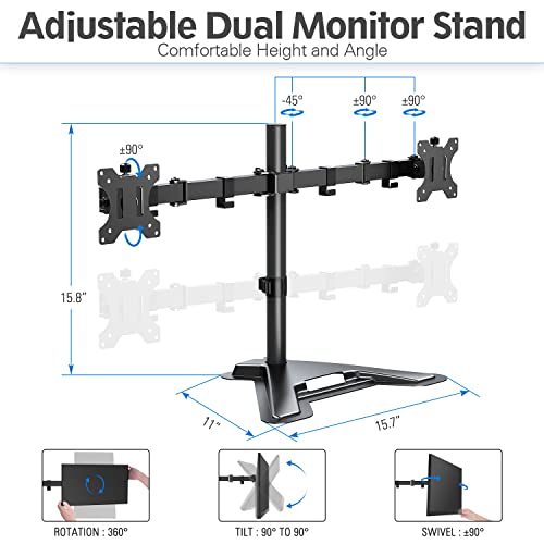 MOUNTUP Dual Monitor Stand Freestanding & Height Adjustable Monitor