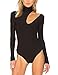 May&Maya Women's Sleek Turtleneck Cutout Shoulder Bodysuit (M, Black)