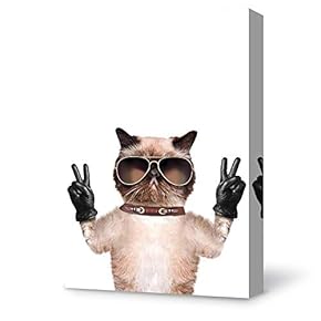 Canvas Wall Art Cool Cat Modern Home Decor Canvas Painting Wall Decoration for Bedroom Living Room - 12x18 inches