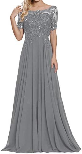 Mother of The Bride Dresses Appliques Beaded Chiffon Evening Formal Dress