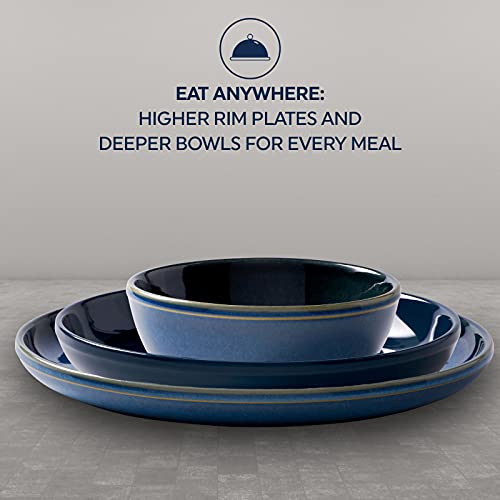 Corelle Navy Stoneware Dinnerware Set for 4 Service for Four Four