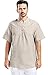 utcoco Men's Casual Cotton Linen Henley Shirts Short/Long Sleeve Beach T-Shirt (Large, Khaki)