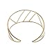 SENFAI Wide Hollow Geometric Figure Cuff Bangles For Women Statement Jewelry Punk Charm Metal Opening Bracelets (Gold)