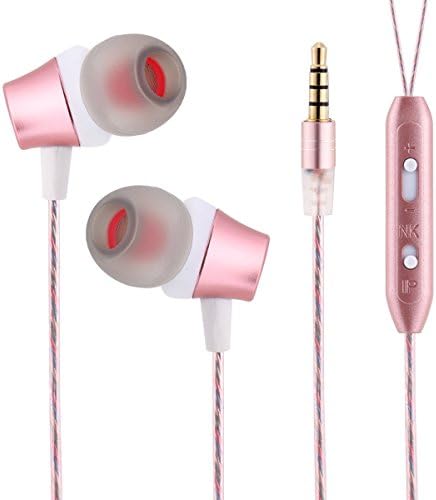 HooStars HS-107 RG Aluminum Casing Strong Bass In Ear Earphones Earbuds Headphones With Microphone , For PS4 / Mobile / Tablets / Laptop PCs (rose gold)