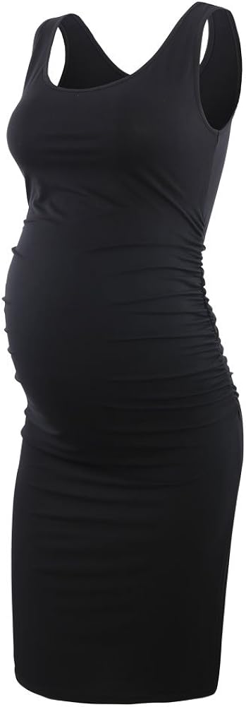 Liu & Qu Women's Maternity Sleeveless Tank Dresses Side Ruching Bodycon Dress for Daily Wearing or Baby Shower at  Women’s Clothing store