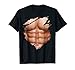Mens Chest Six Pack Abs Muscles T-Shirt Torn Shirt BEACH BODY Medium Black