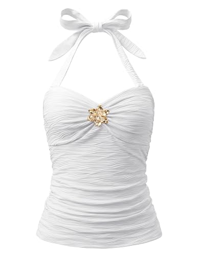WERFORU Women's Halter Tops Cute Summer Y2K Cami Going Out Tops,White,XXL at Amazon
