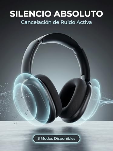 TEISCHE ND905-ANC Wireless Headphones with Bluetooth 5.4 Headband, Active Noise Cancellation (3 Modes), 3 Equalizers, 40H Autonomy, Magnetic Pads and Dual Connection (Black)